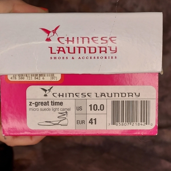 Chinese Laundry ballet flats lace up faux microsuede camel tan brown 10 - Picture 9 of 9